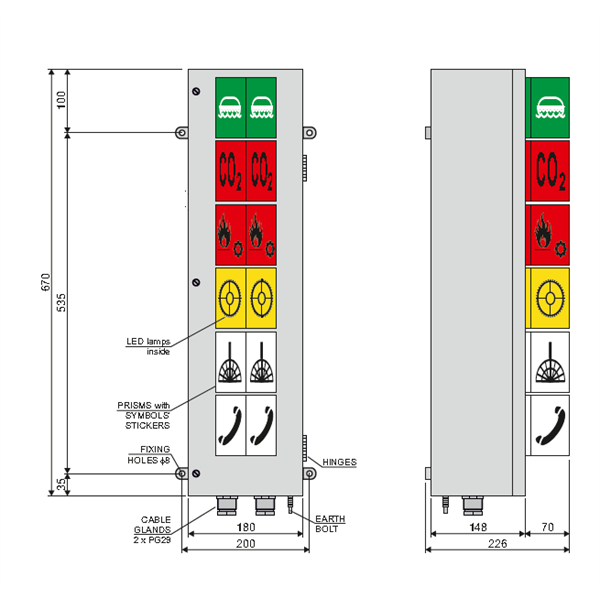 ITS06ER230AL-I25066 Inelth  Light Column type ITS-06-ER-230-AL w/ 6 symbols i.a.t. I-25066